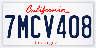 CA license plate 7MCV408
