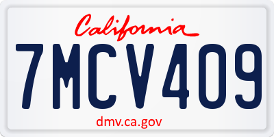 CA license plate 7MCV409