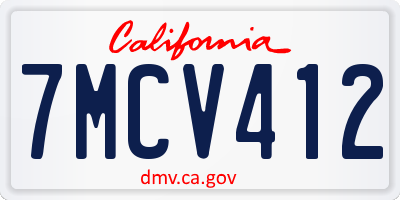 CA license plate 7MCV412