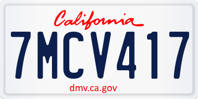 CA license plate 7MCV417