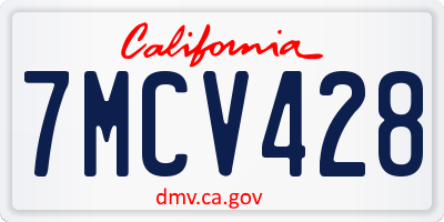 CA license plate 7MCV428