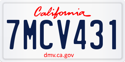 CA license plate 7MCV431