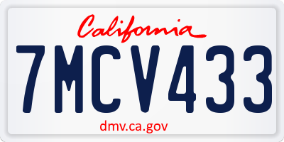 CA license plate 7MCV433
