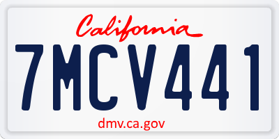 CA license plate 7MCV441