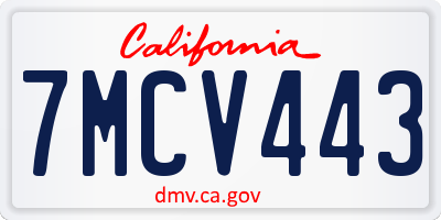 CA license plate 7MCV443