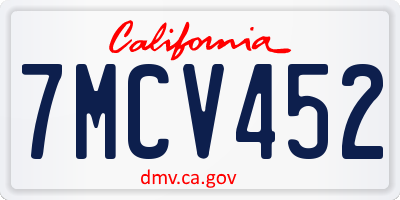 CA license plate 7MCV452