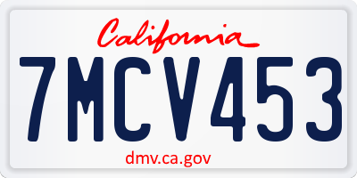 CA license plate 7MCV453