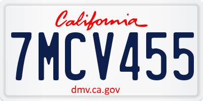 CA license plate 7MCV455