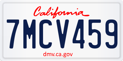 CA license plate 7MCV459