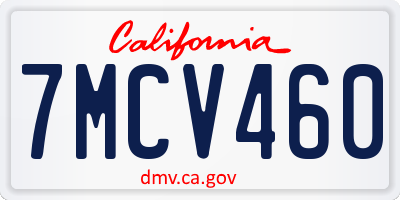 CA license plate 7MCV460