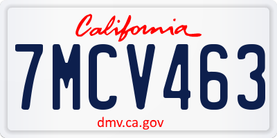 CA license plate 7MCV463