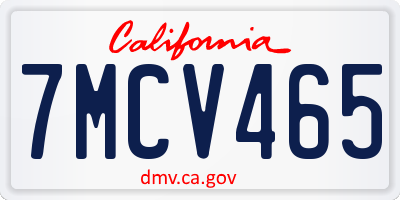 CA license plate 7MCV465