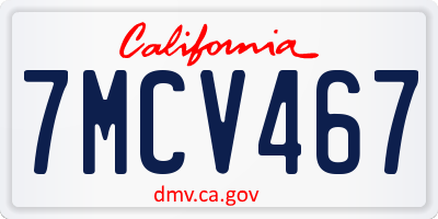 CA license plate 7MCV467