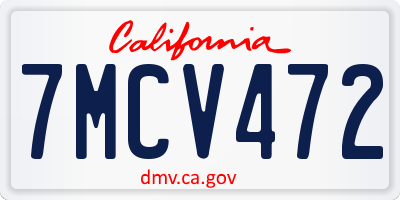 CA license plate 7MCV472