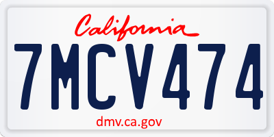 CA license plate 7MCV474