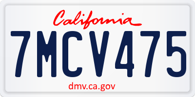 CA license plate 7MCV475