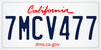 CA license plate 7MCV477