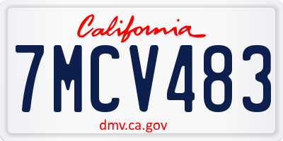 CA license plate 7MCV483