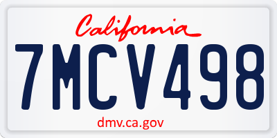 CA license plate 7MCV498