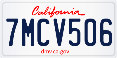 CA license plate 7MCV506