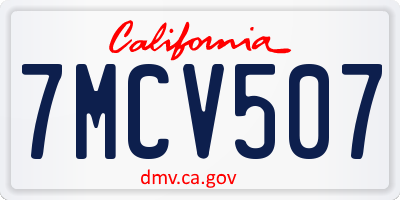 CA license plate 7MCV507
