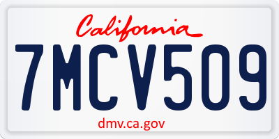 CA license plate 7MCV509