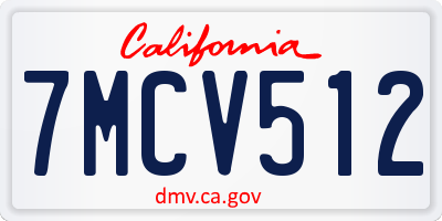 CA license plate 7MCV512