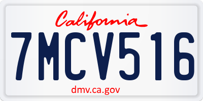 CA license plate 7MCV516