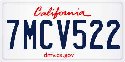 CA license plate 7MCV522