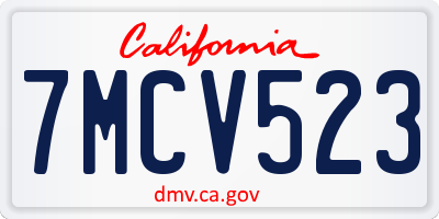 CA license plate 7MCV523