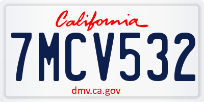 CA license plate 7MCV532