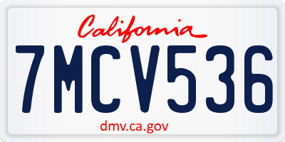 CA license plate 7MCV536