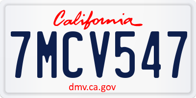 CA license plate 7MCV547