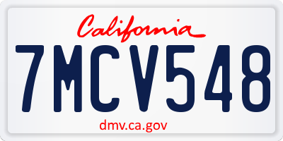 CA license plate 7MCV548
