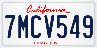 CA license plate 7MCV549