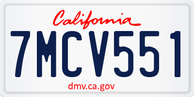 CA license plate 7MCV551