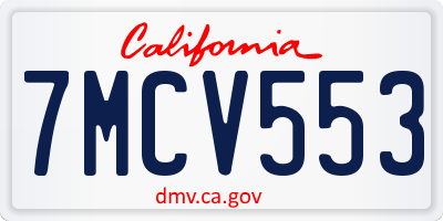 CA license plate 7MCV553