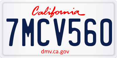 CA license plate 7MCV560