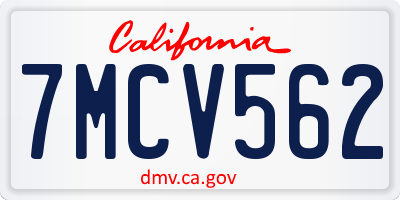 CA license plate 7MCV562