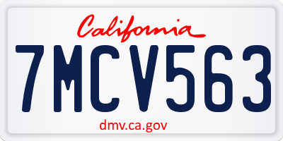 CA license plate 7MCV563