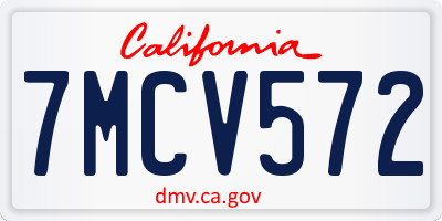 CA license plate 7MCV572