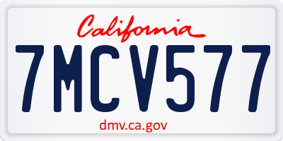 CA license plate 7MCV577