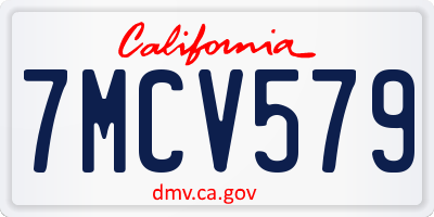 CA license plate 7MCV579