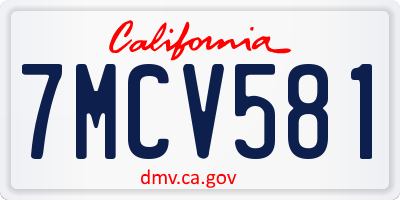CA license plate 7MCV581