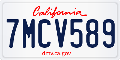 CA license plate 7MCV589