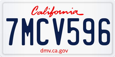 CA license plate 7MCV596