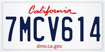 CA license plate 7MCV614
