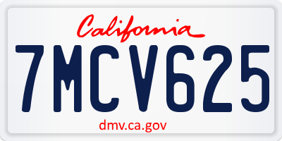 CA license plate 7MCV625