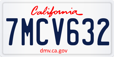 CA license plate 7MCV632