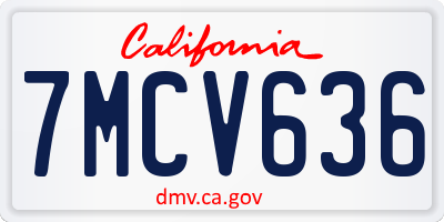CA license plate 7MCV636